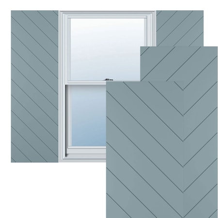 EKENA MILLWORK 12"W x 25"H True Fit PVC Diagonal Slat Modern Style Fixed Mount Shutters, Peaceful Blue TFP001DG12X025SB